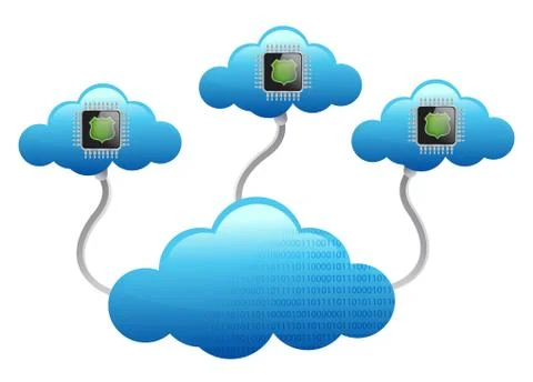 Chips clouds computing network concept Illustrazione stock