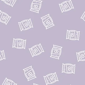 Chips crunchy potatoes line vector seamless pattern Stock Illustration