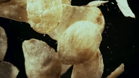 Chips Fall and Bounce Stock Footage 300889682