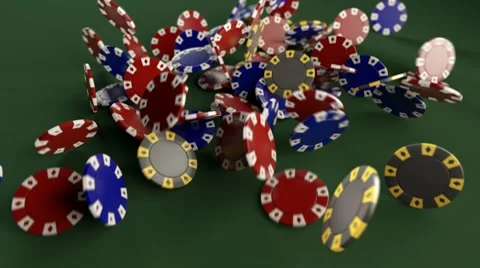 Chips falling on a green canvas Stock Footage 8961056