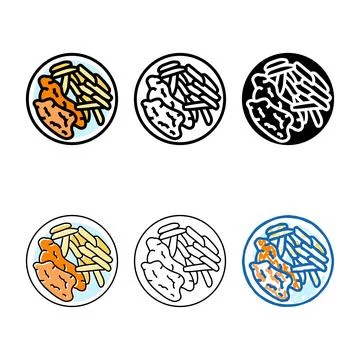 Chips fish color multipack icon vector Stock Illustration