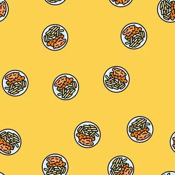 Chips fish vector seamless pattern Illustrazione stock