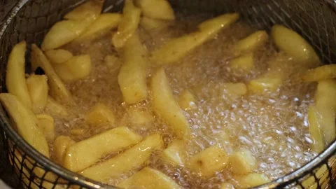 Chips in a frying baket Stock Footage 168692663