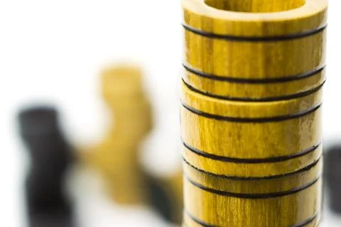 Chips from the game checkers or backgammon on each other Stock Photos