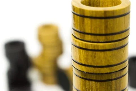 Chips from the game checkers or backgammon on each other Stock Photos