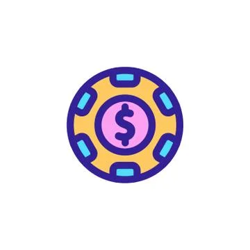 Chips for the game icon vector. Isolated contour symbol illustration Illustrazione stock