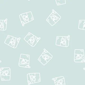 Chips garlic line vector seamless pattern Stock Illustration