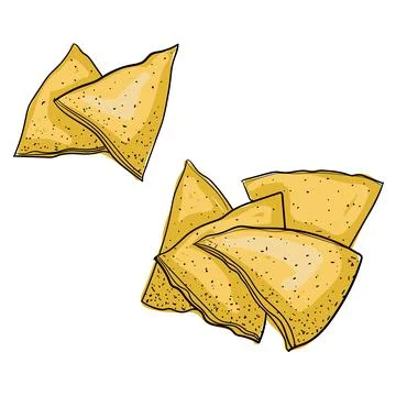 Chips Hand-drawn on a white square background. Vector. Stock Illustration