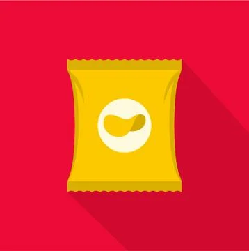 Chips icon, flat style Stock Illustration
