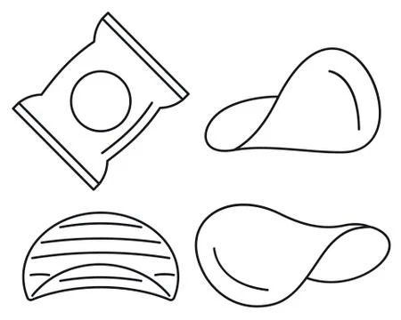 Chips icon set, outline style Stock Illustration
