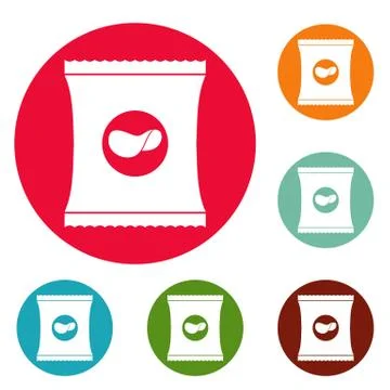 Chips icons circle set Stock Illustration