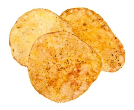 Chips isolated on a white background closeup Stock Photos