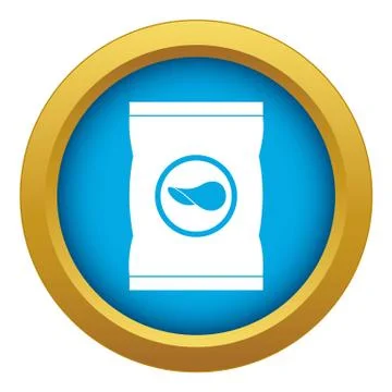 Chips plastic bag icon blue vector isolated Stock Illustration