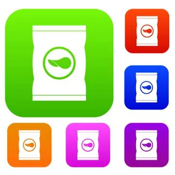 Chips plastic bag set color collection Stock Illustration