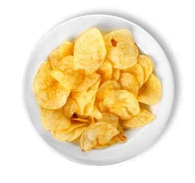 Chips in a plate isolated Stock Photos