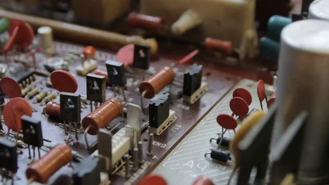Chips radio components mounted on a Board Stock Footage 85326620