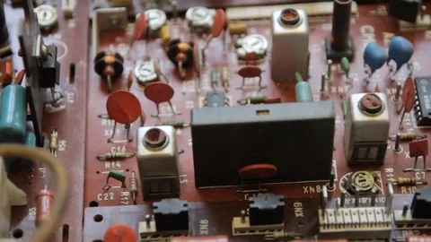 Chips radio components mounted on a Board Video stock 85326996