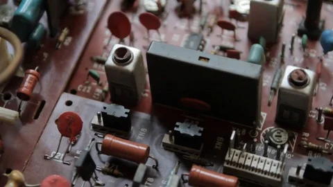 Chips radio components mounted on a Board Video stock 85327278