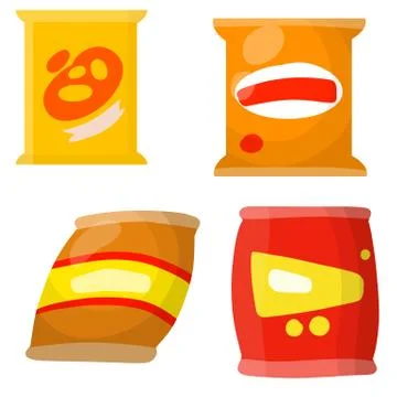 Chips in red and yellow packaging. Stock Illustration