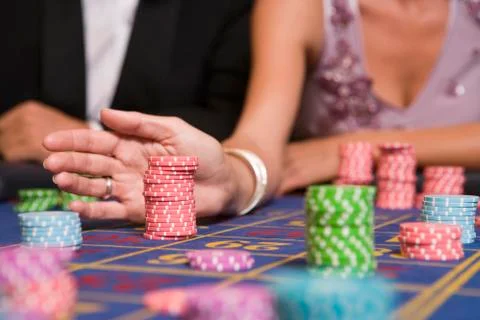 Chips on Roulette Table Stock Photos