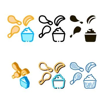 Chips with sauce icon vector outline types Stock Illustration