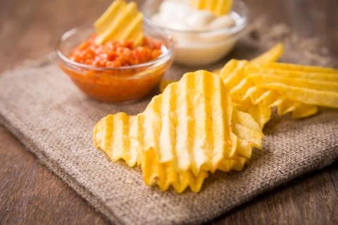 Chips with sauce Stock Photos