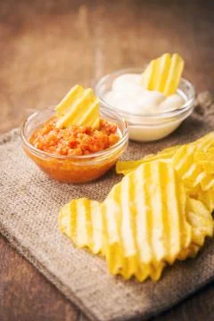 Chips with sauce Stock Photos