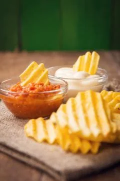 Chips with sauce Stock Photos
