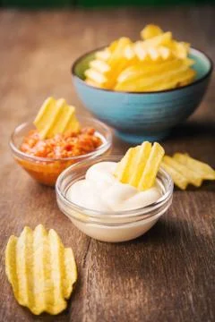 Chips with sauce Stock Photos