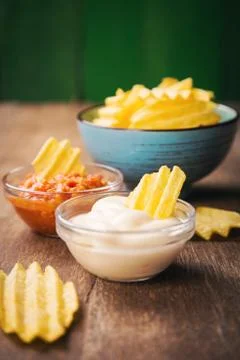 Chips with sauce Stock Photos