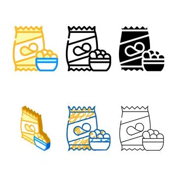 Chips snack color icon concepts vector 스톡 일러스트