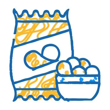 Chips snack icon doodle illustration イラスト素材