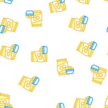 Chips snack vector seamless pattern Stock Illustration