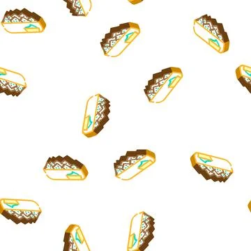 Chips spinach isometric icon seamless pattern Stock Illustration
