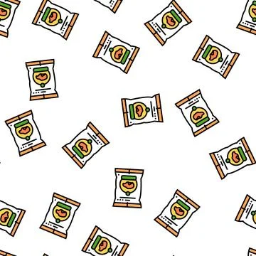 Chips sweet potato vector seamless pattern Stock Illustration