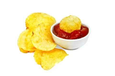 Chips in tomato sauce Stock Photos