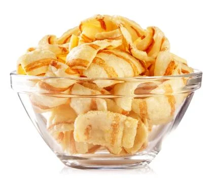 Chips in transparent plate Stock Photos