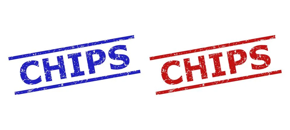 CHIPS Watermarks with Corroded Texture and Parallel Lines Illustrazione stock
