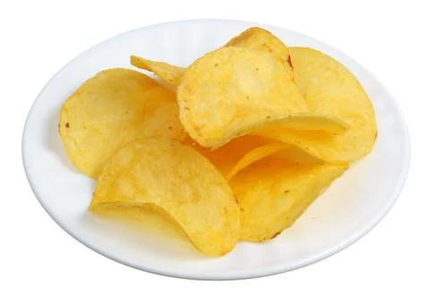 Chips in a white plate Stock Photos