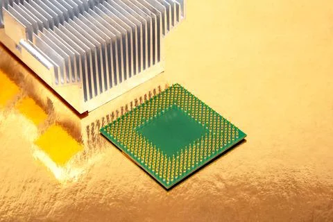 Chipset and heatsink for computer. electronic component of computer technol.. Stock Photos