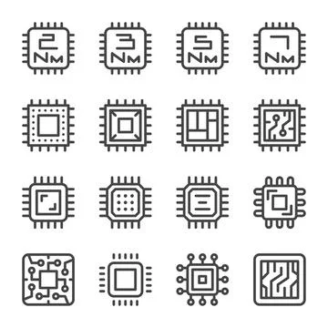 Chipset line icon set イラスト素材