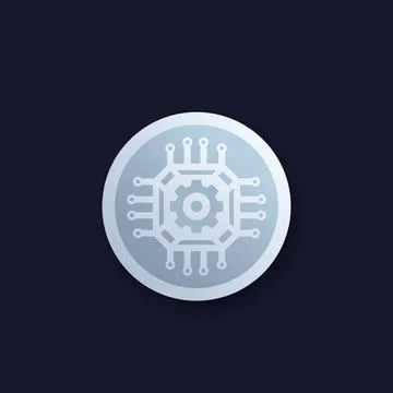 Chipset, microchip with gear vector icon, technology and innovation concept Stock Illustration