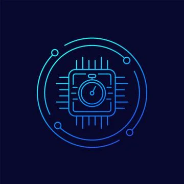 Chipset performance test icon, linear design Stock-Illustration