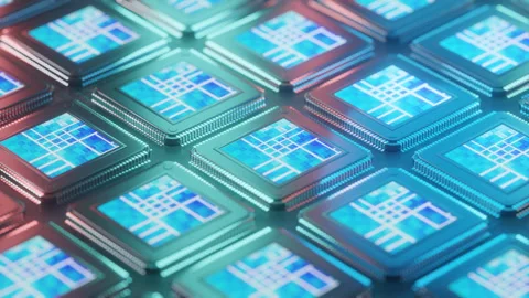 Chipset for semiconductor industry, 3d rendering Stock Footage 255688497