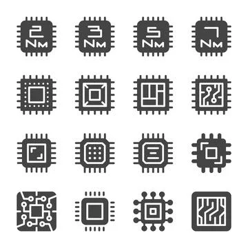 Chipset solid icon set イラスト素材