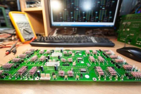 Chipset on table with computer Stock Photos