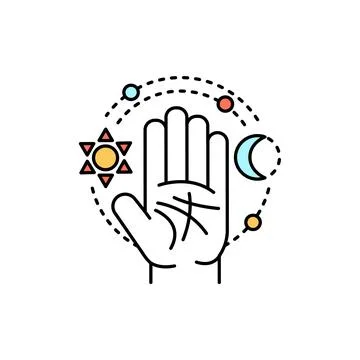 Chiromancy line icon. Isolated vector element. Stock Illustration