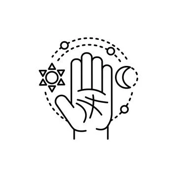 Chiromancy line icon. Isolated vector element. Stock Illustration