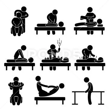 Chiropractic Physiotherapy Acupuncture Massage Rehabilitation Health Medical Tre Stock Illustration
