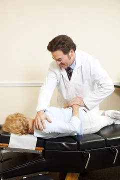 Chiropractor Adjustment with Copyspace Foto stock
